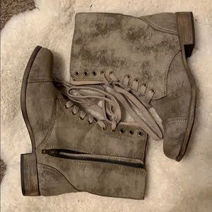 Grey/Brown Combat Boots
